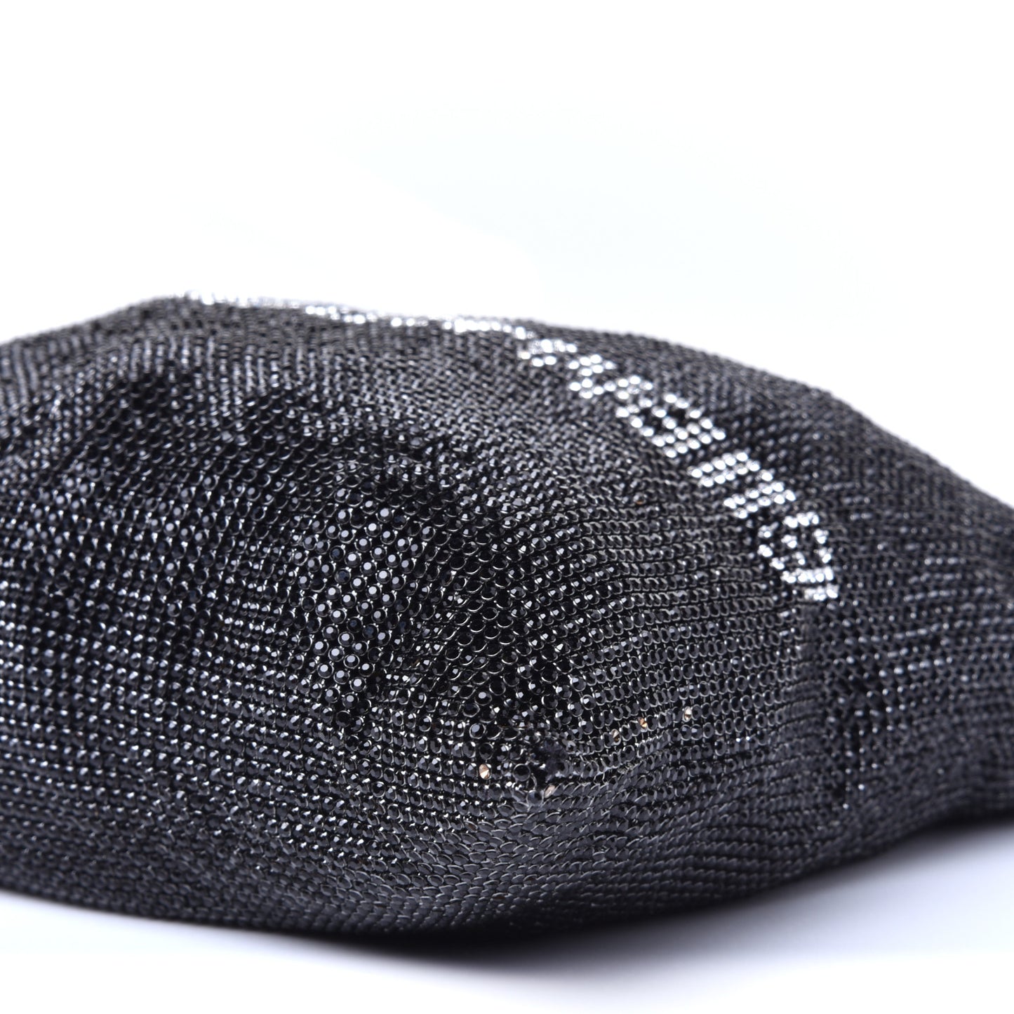 Rhinestone Chain Mesh Wanglock Logo Pouch Black White