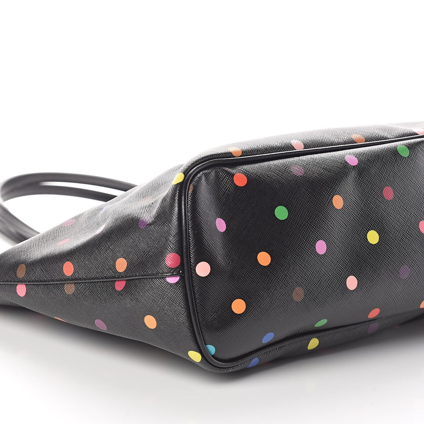 Textured Coated Canvas Medium Dots Print Antigona Tote Black