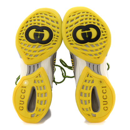 Gucci Technical Knit Fabric Waves Womens Gucci Run Sneakers 35 Black Silver Giallo Neon Yellow 6 of 9