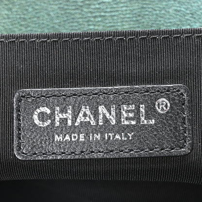 Chanel Iridescent Goatskin Quilted Medium Boy Flap Green 6 of 10