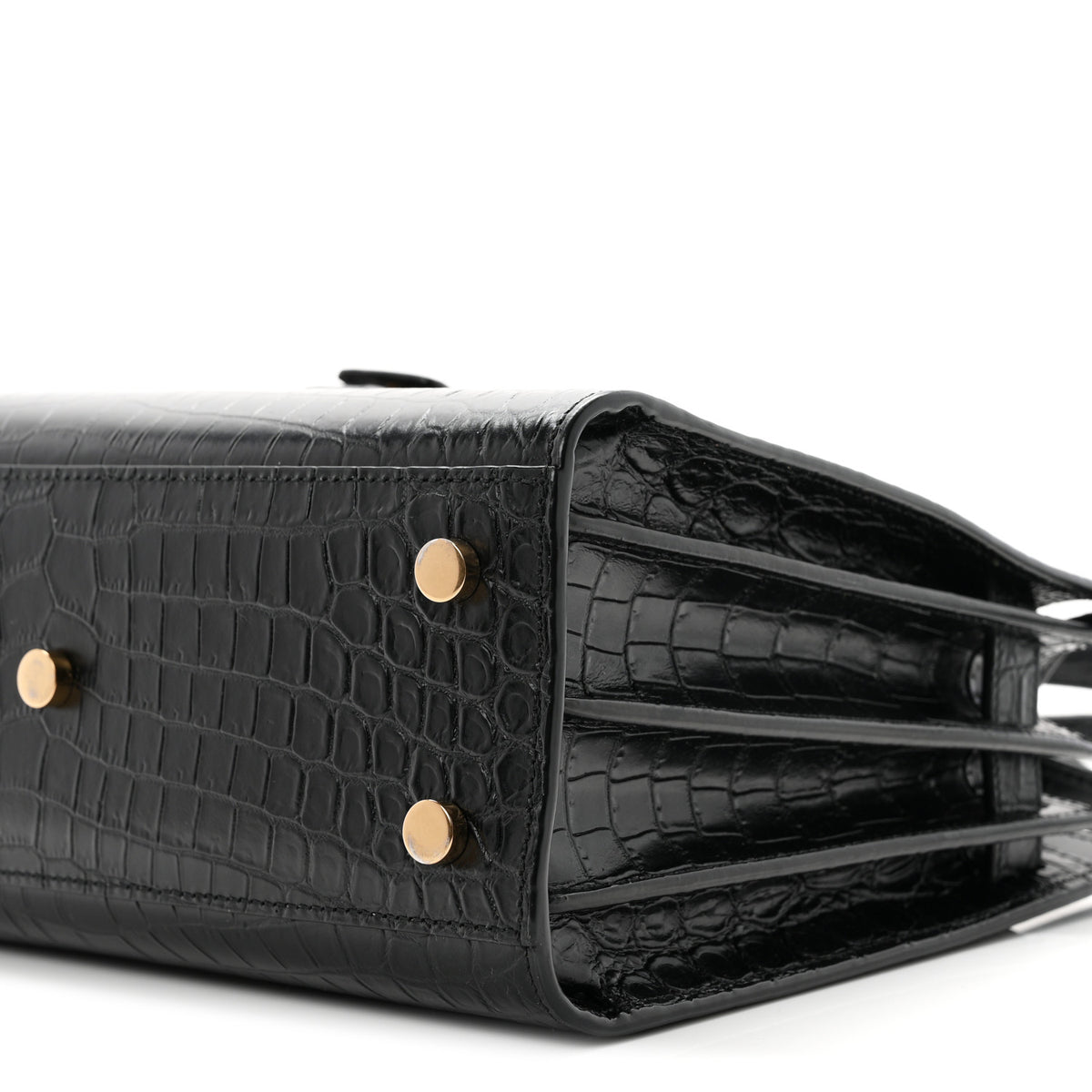 Calfskin Crocodile Embossed Baby Sac De Jour Black