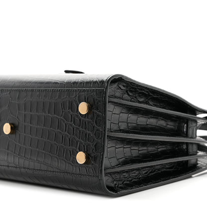 Saint Laurent Calfskin Crocodile Embossed Baby Sac De Jour Black 10 of 11