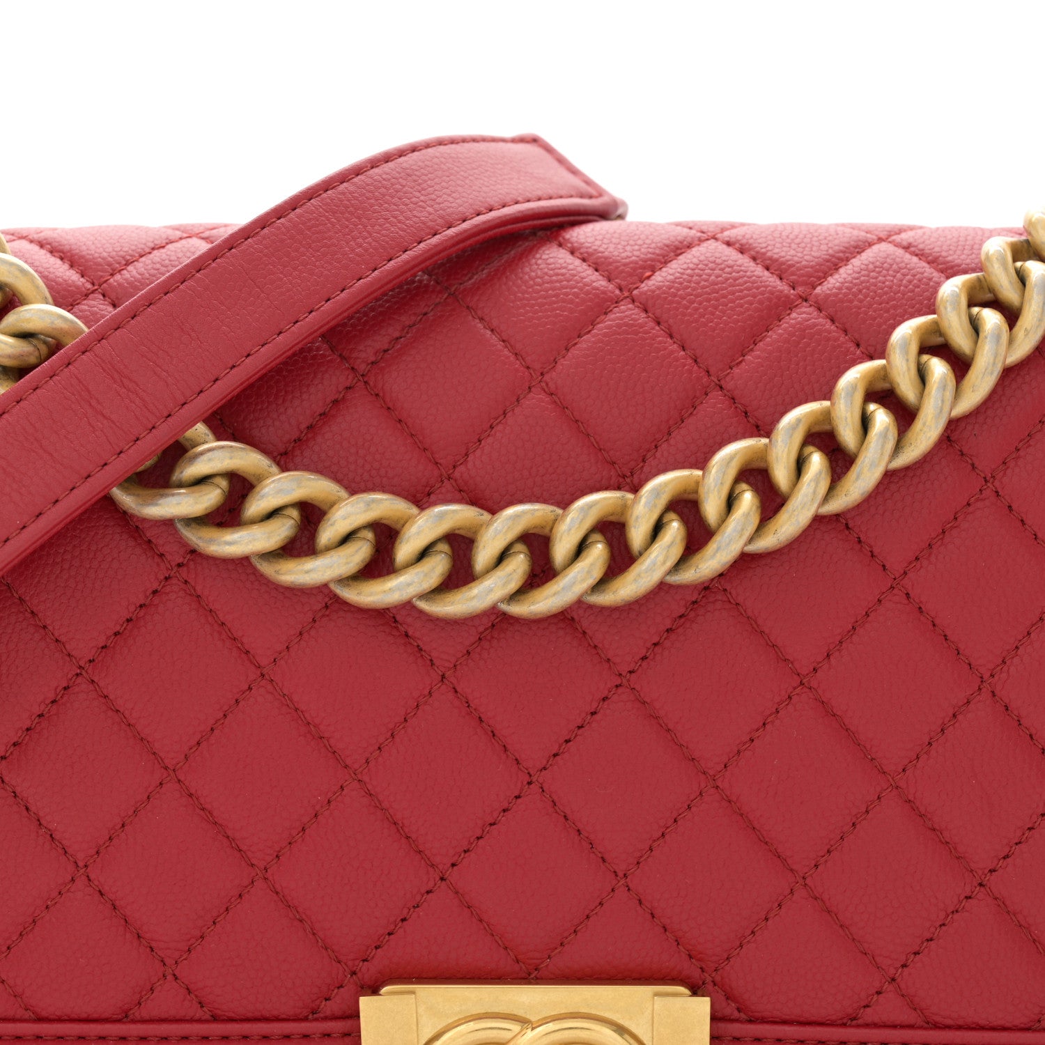 Chanel Caviar Quilted Medium Boy Flap Dark Red 8 of 10