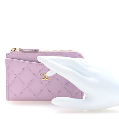 Chanel Caviar Quilted CC Zip Around Card Holder Light Pink 2 of 8