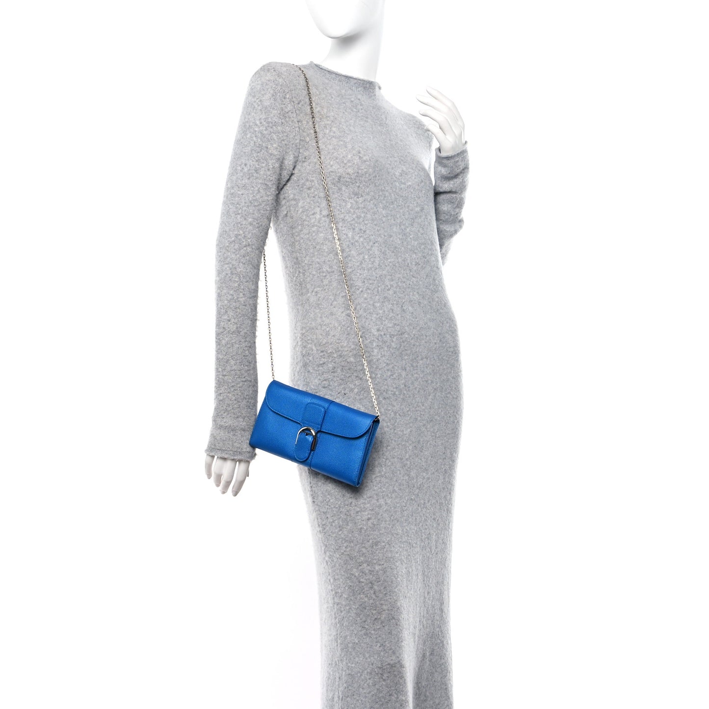 Metallic Rodeo Calfskin Brillant Wallet On Chain Satin Electric
