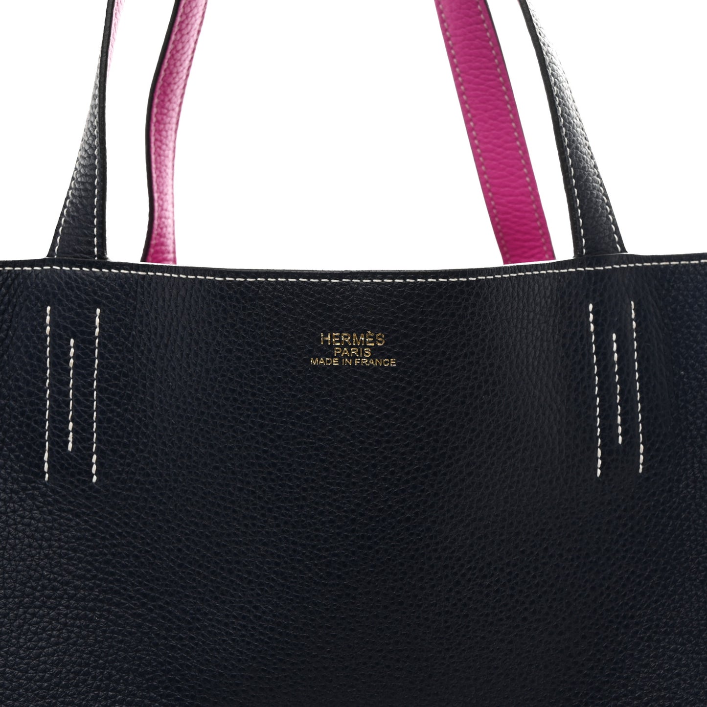 Taurillon Clemence Double Sens 36 Reversible Tote Bleu Nuit Magnolia