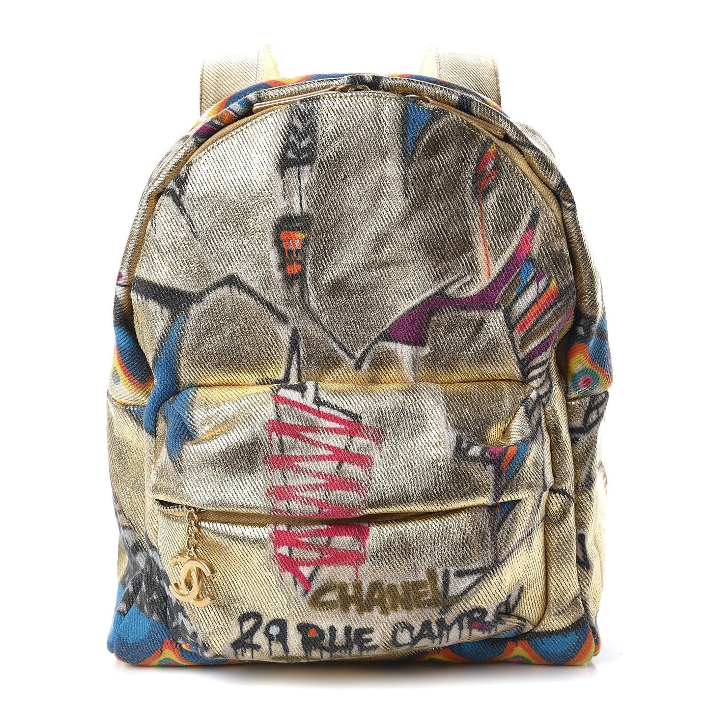 Graffiti Printed Canvas Street Spirit Backpack Multicolor