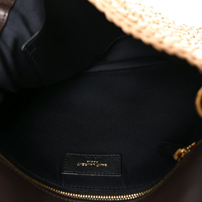 Saint Laurent Raffia Calfskin Monogram Medium Niki Chain Satchel Natural 5 of 10