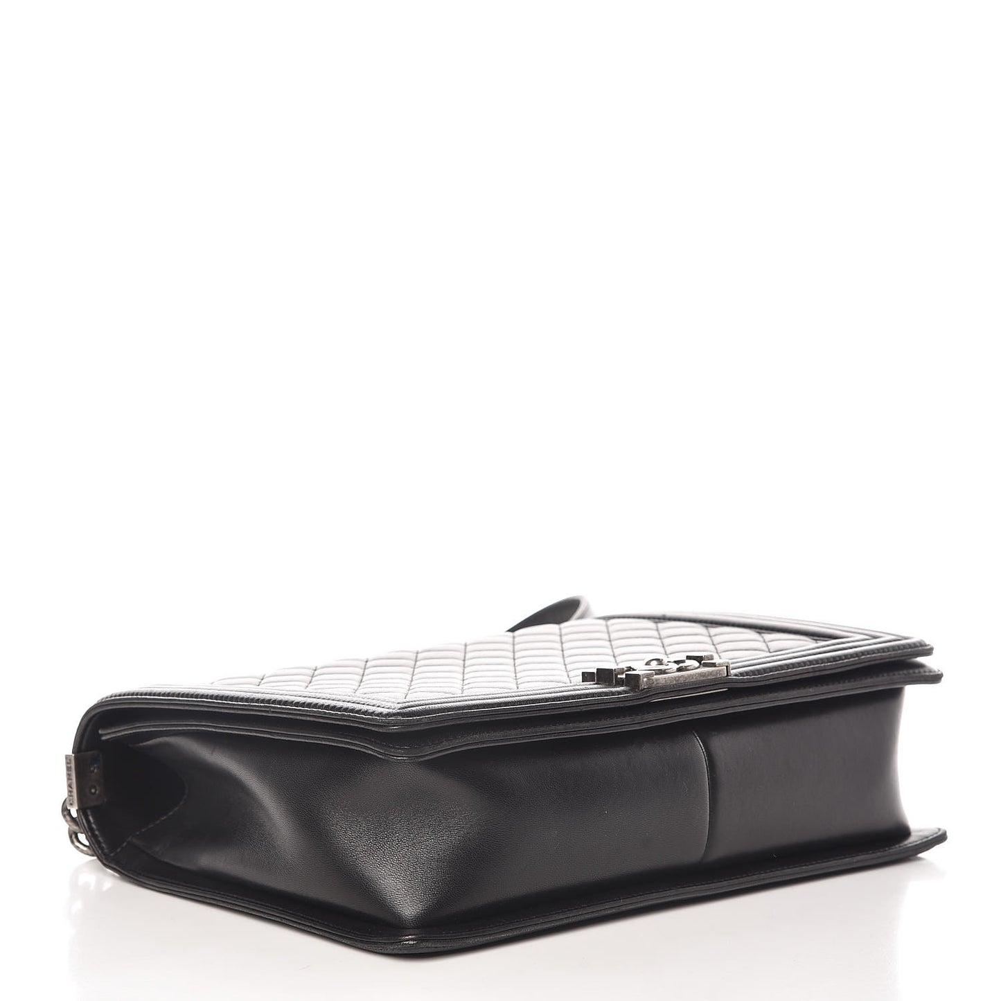 Lambskin Quilted Large Boy Flap Black