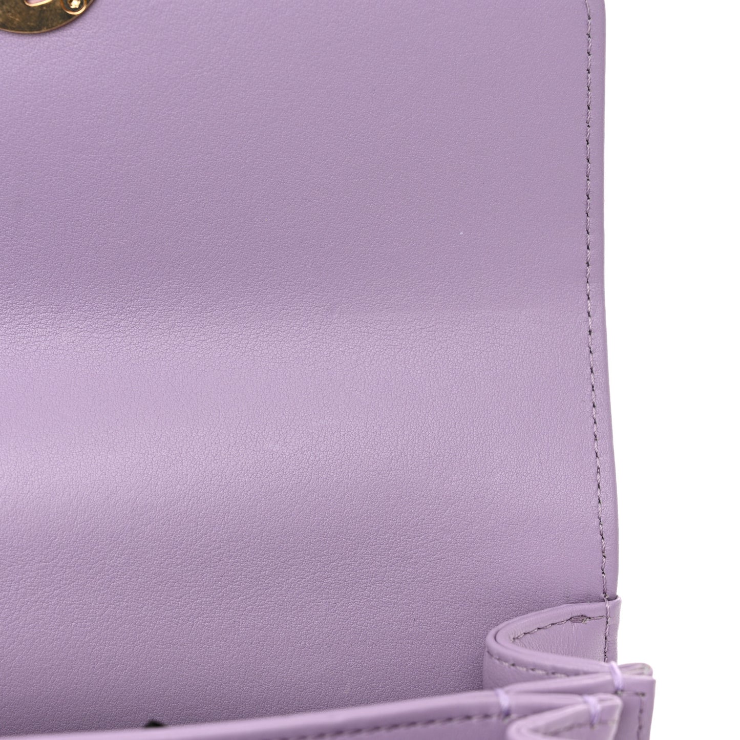 Shiny Calfskin Quilted Mini Metal Top Handle Flap Purple