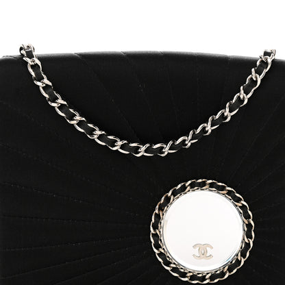 Chanel Satin Pleated Chain Embellished Mirror Flap Black 8 of 13