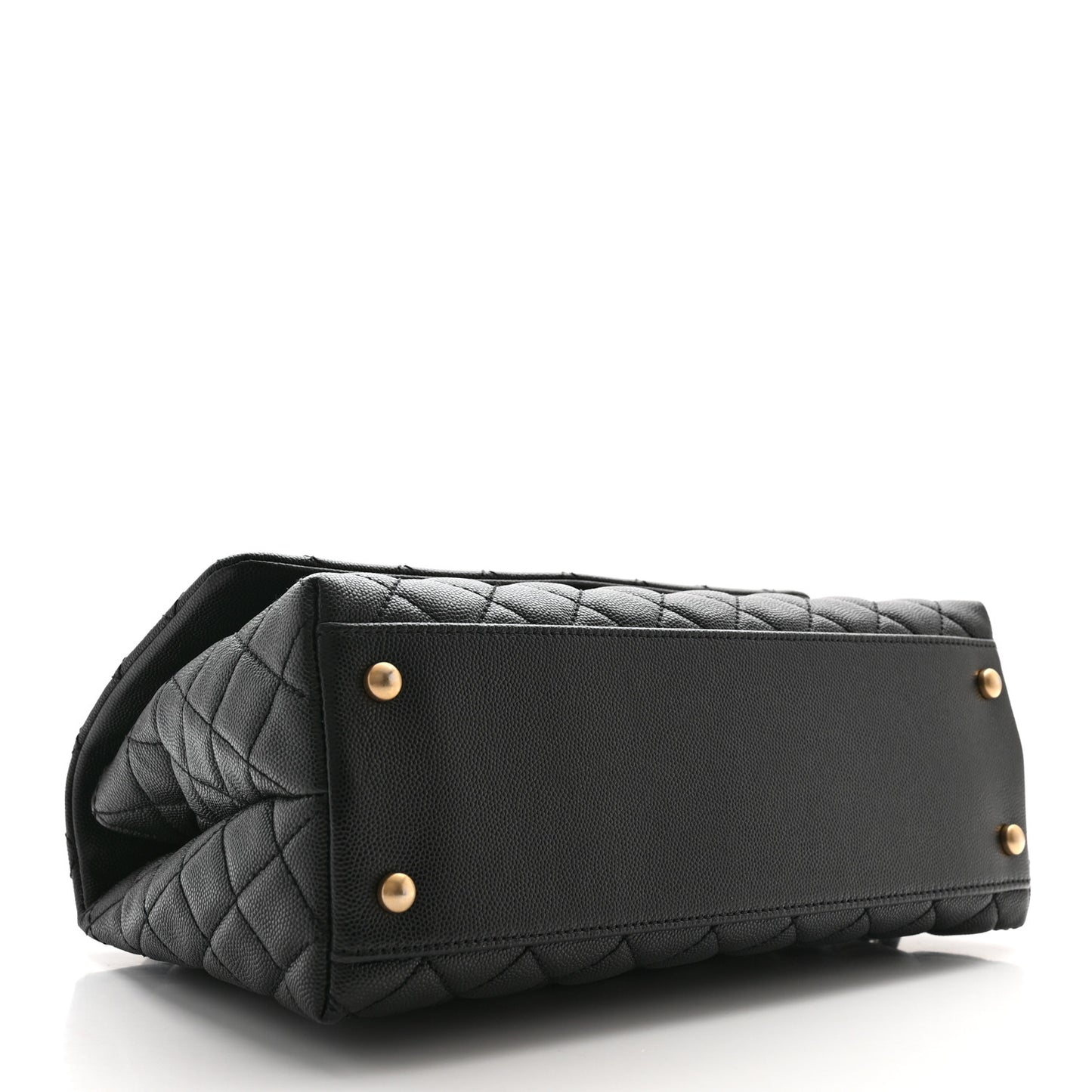 Caviar Lizard Embossed Quilted Small Coco Handle Flap Black
