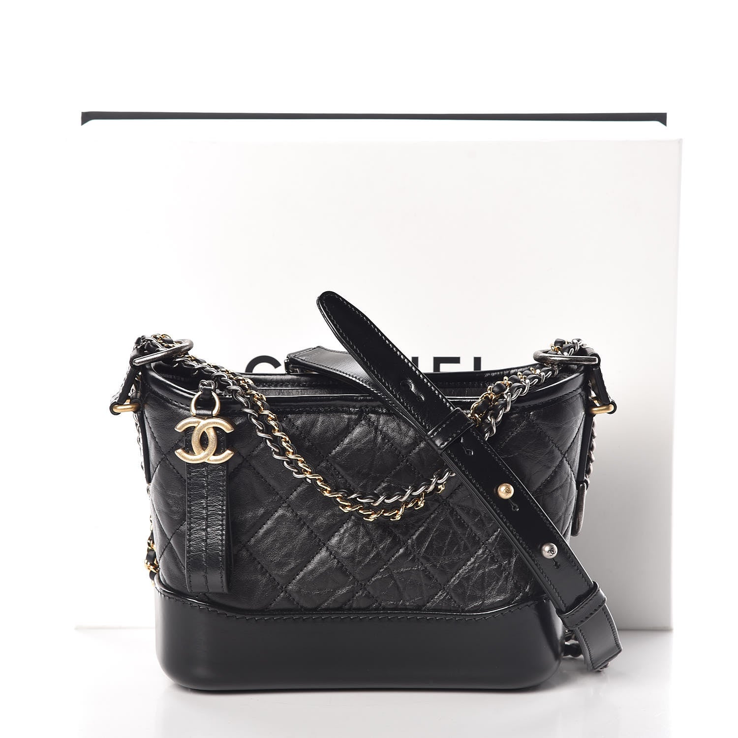 Chanel Aged Calfskin Quilted Small Gabrielle Hobo Black 10 of 10