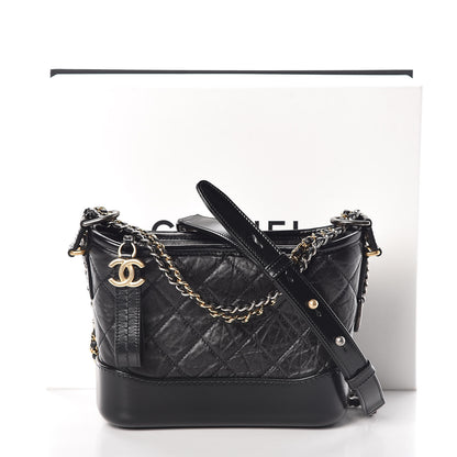 Chanel Aged Calfskin Quilted Small Gabrielle Hobo Black 10 of 10