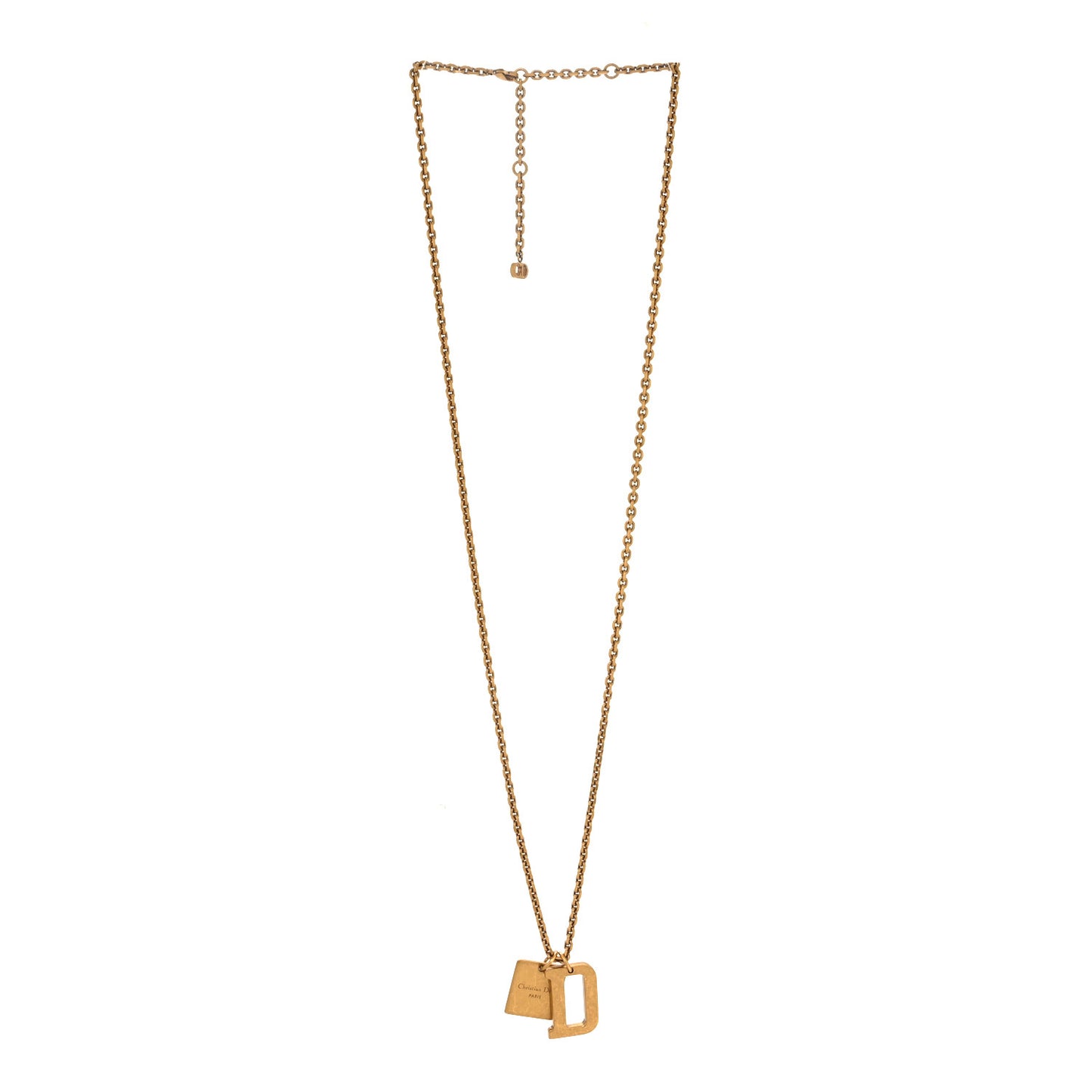 Metal D Letter Necklace Aged Gold