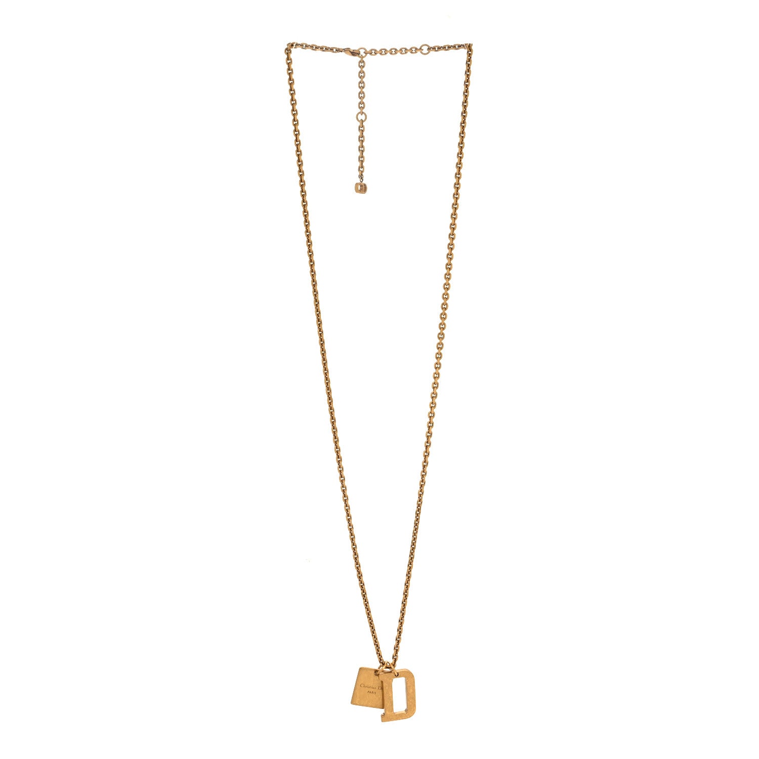 Christian Dior Metal D Letter Necklace Aged Gold 3 of 5