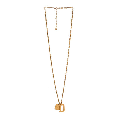 Christian Dior Metal D Letter Necklace Aged Gold 3 of 5