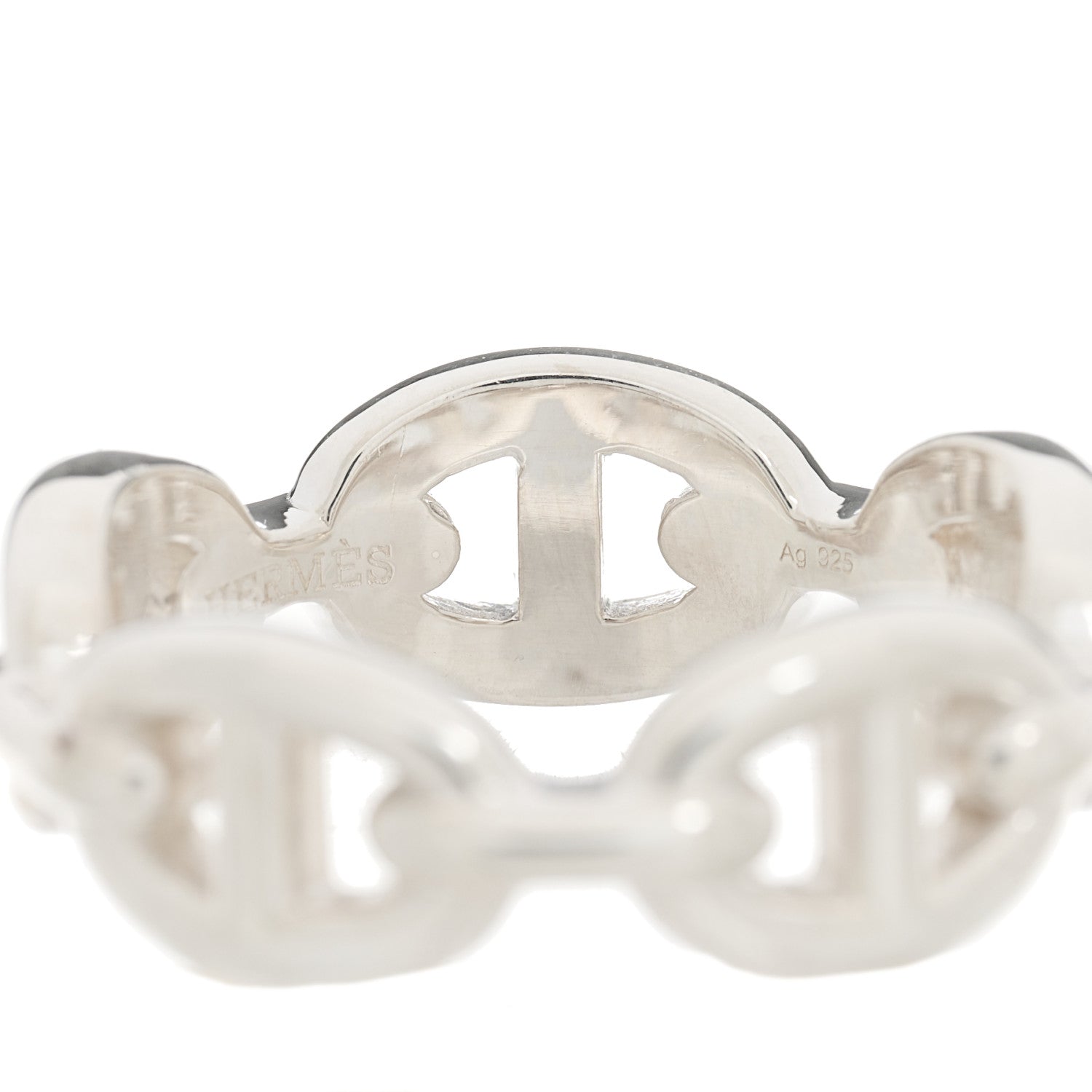 Hermes Sterling Silver PM Chaine d'Ancre Enchainee Band Ring 55 7.25 5 of 6