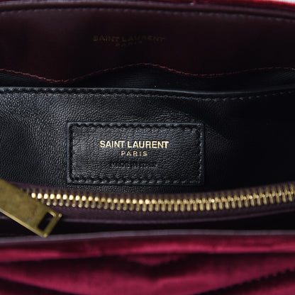 Saint Laurent Velvet Y Quilted Monogram Small Loulou Chain Satchel Burgundy 7 of 11