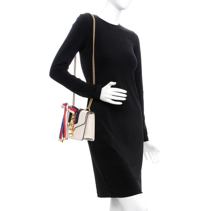 Gucci Calfskin Mini Sylvie Chain Shoulder Bag White 2 of 7
