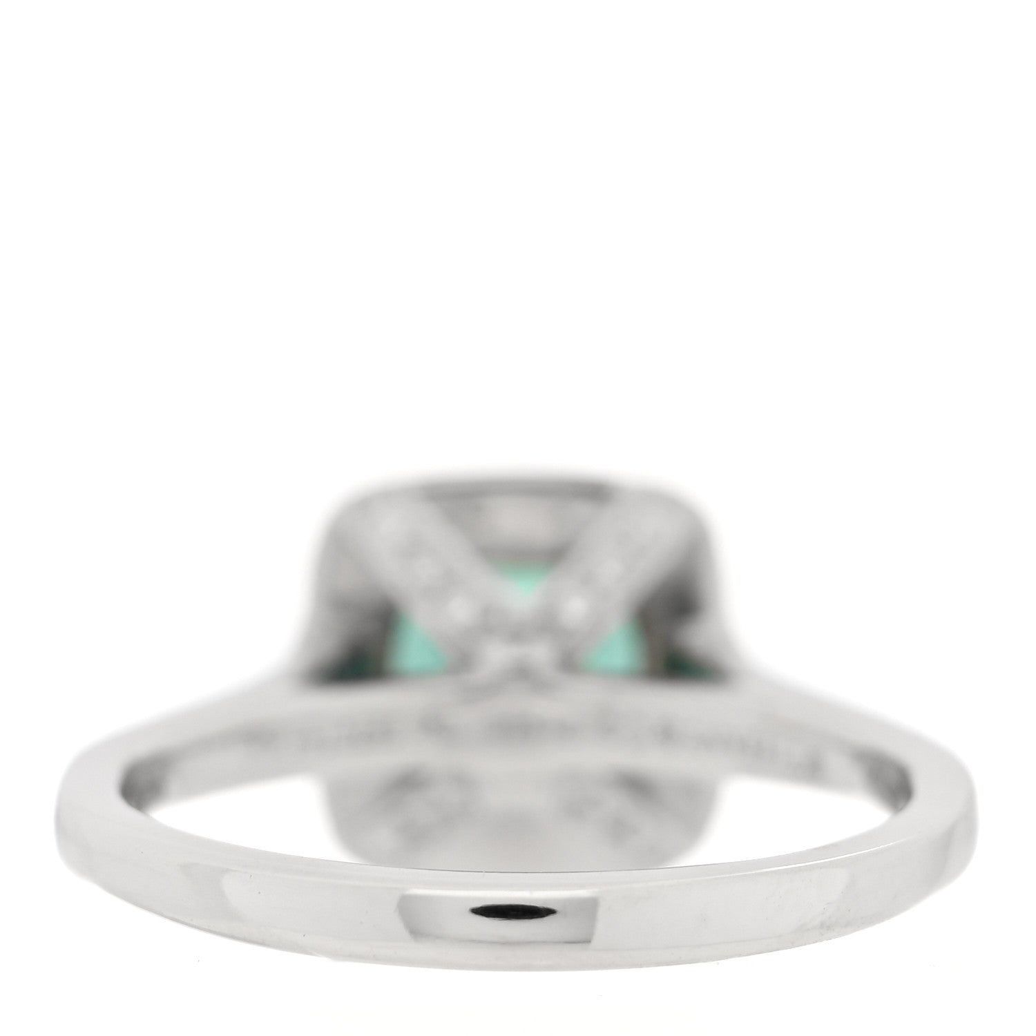 Tiffany Platinum Diamond Green Tourmaline Legacy Ring 53 6.5 3 of 4