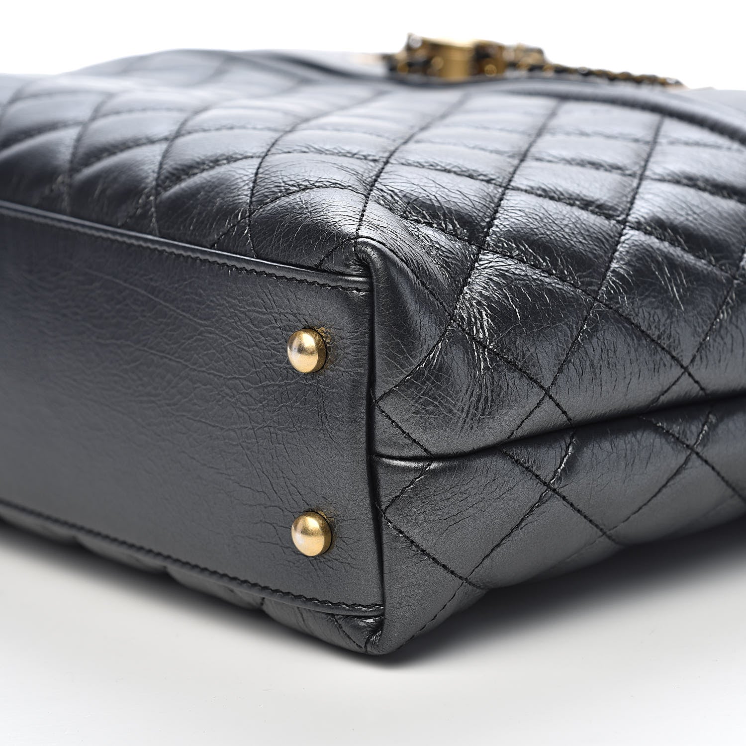 Chanel Aged Calfskin Quilted Drawstring Shopping Tote Black 11 of 13