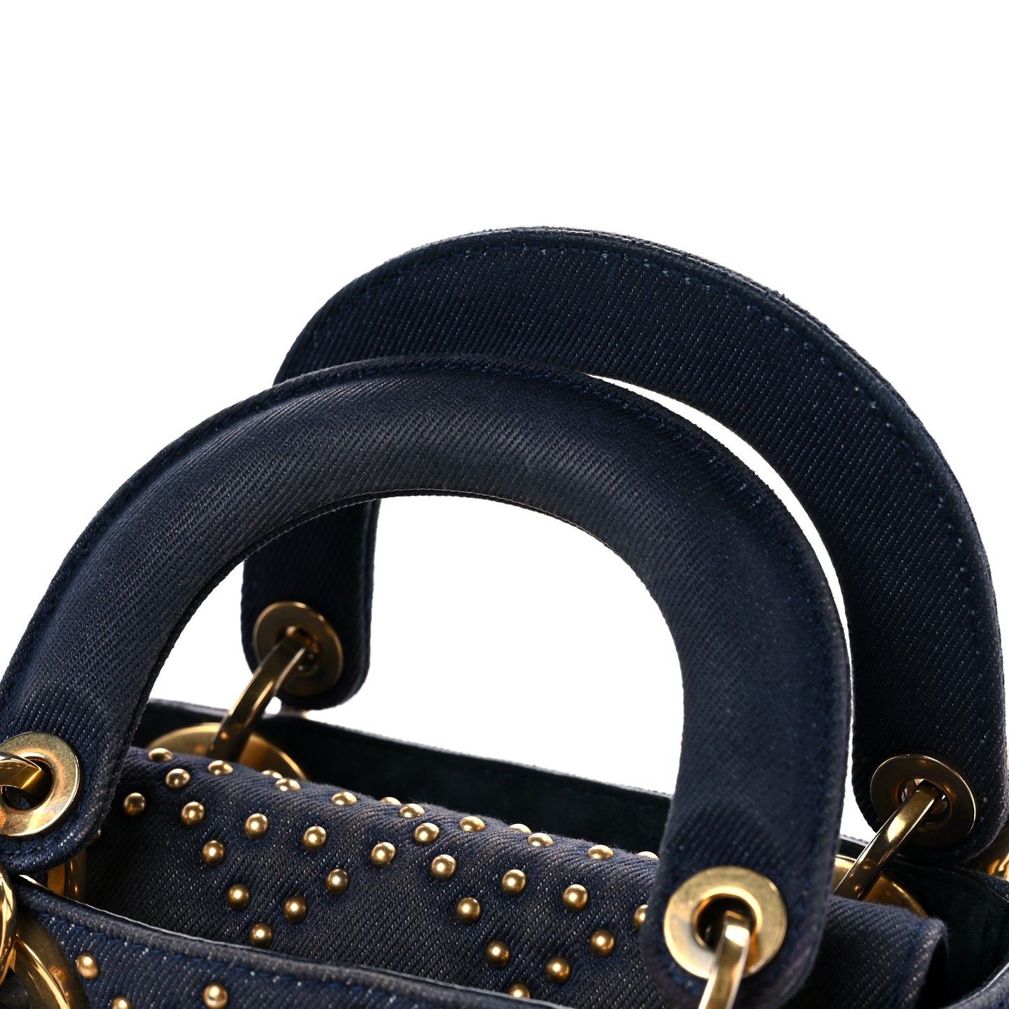 Denim Cannage Studded Mini Lady Dior Navy