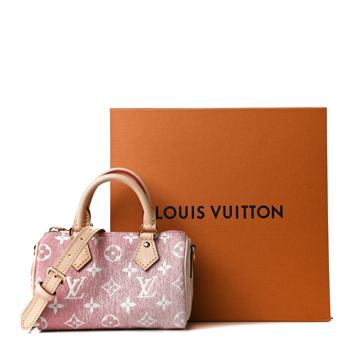 Monogram Jacquard Denim Nano Speedy Bandouliere Pink