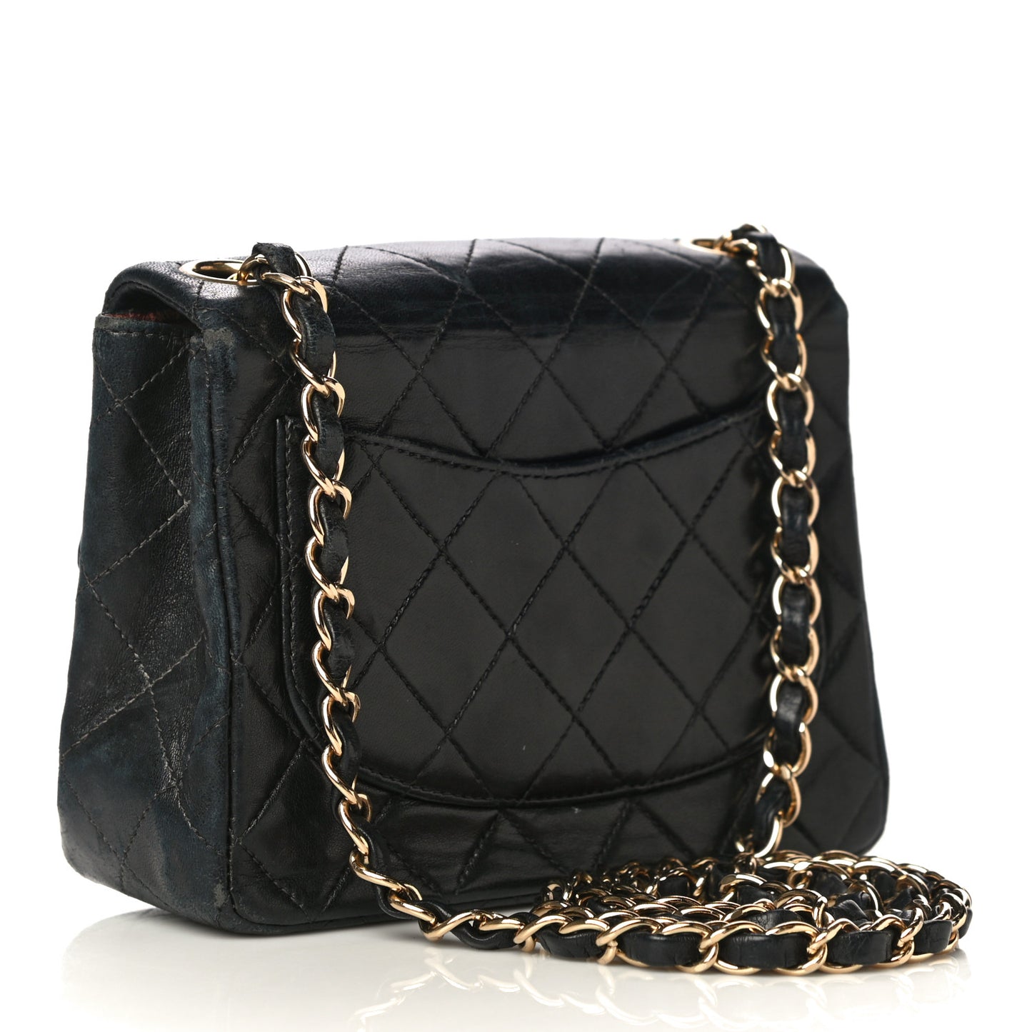 Lambskin Quilted Mini Square Flap Bag Black