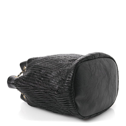 Chanel Iridescent Crumpled Calfskin Coco Pleats Drawstring Bag Black 9 of 10