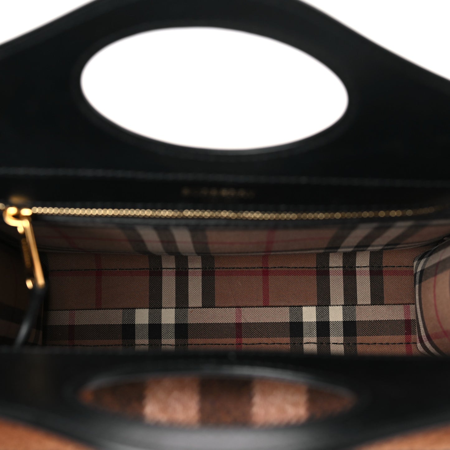 Smooth Calfskin Cashmere Check Mini Pocket Bag Brown