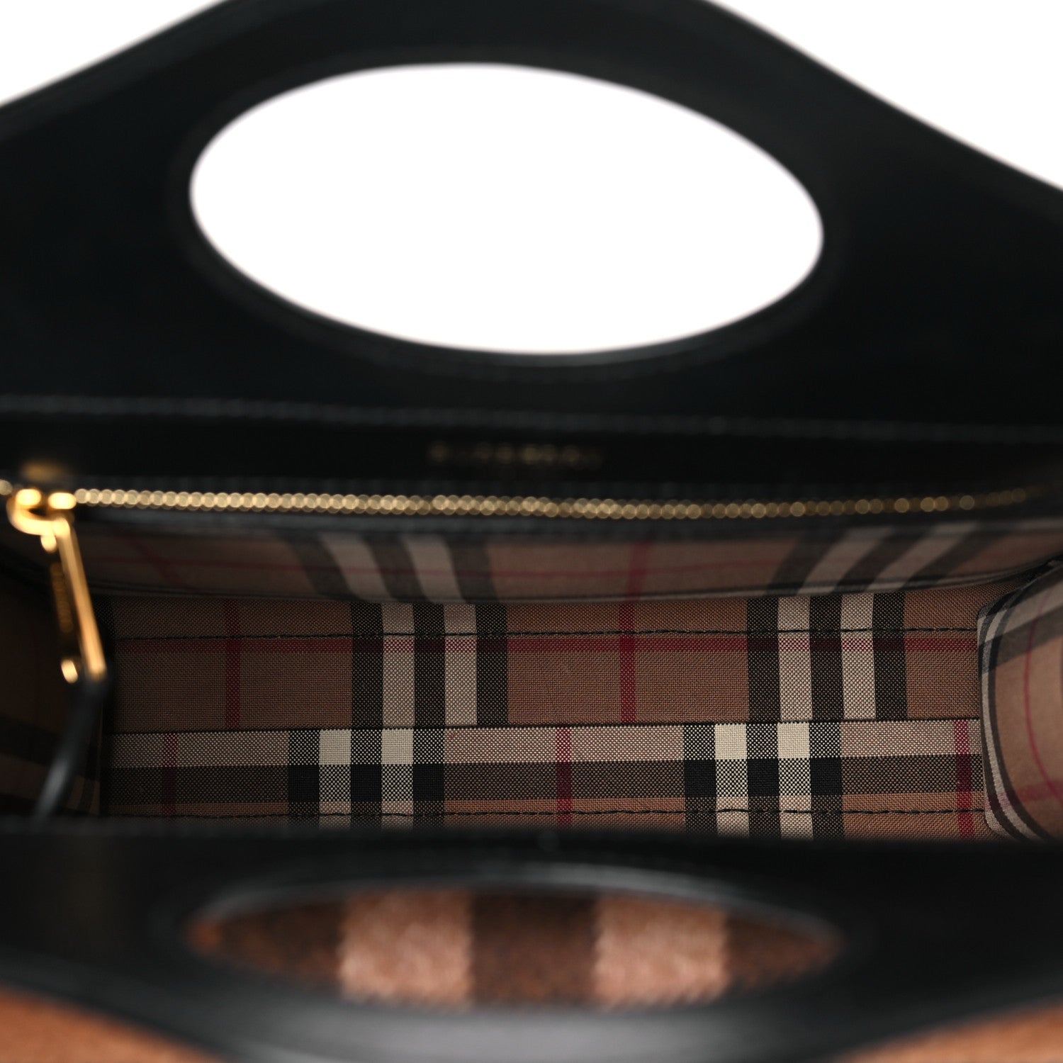Burberry Smooth Calfskin Cashmere Check Mini Pocket Bag Brown 5 of 9