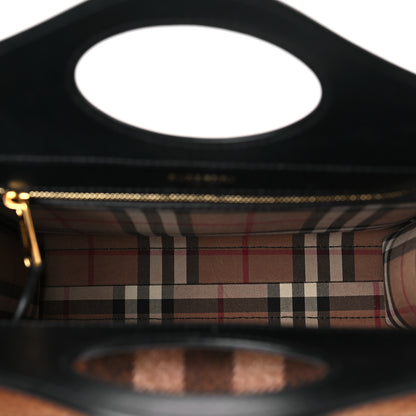 Burberry Smooth Calfskin Cashmere Check Mini Pocket Bag Brown 5 of 9