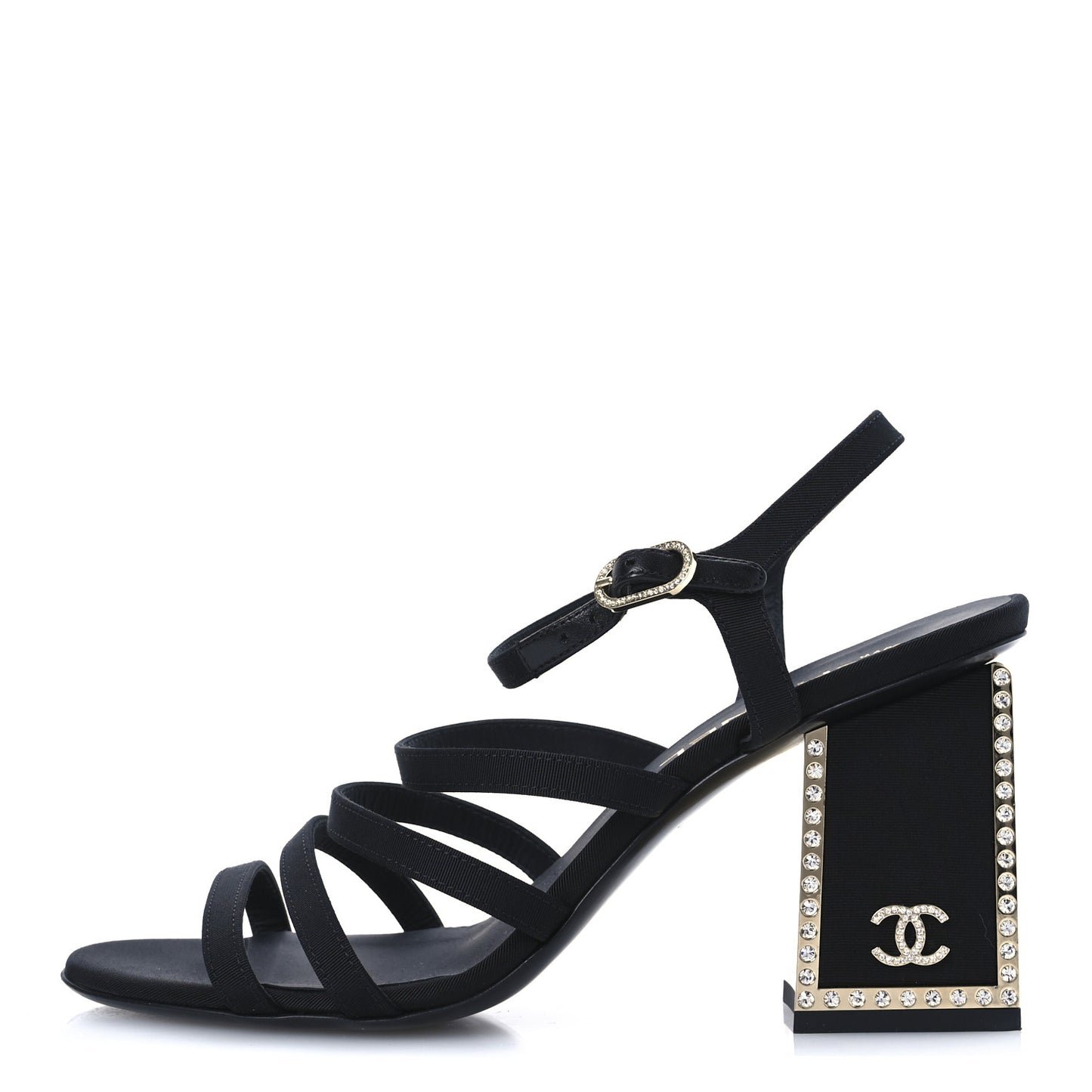 Grosgrain Crystal CC Sandals 40 Black