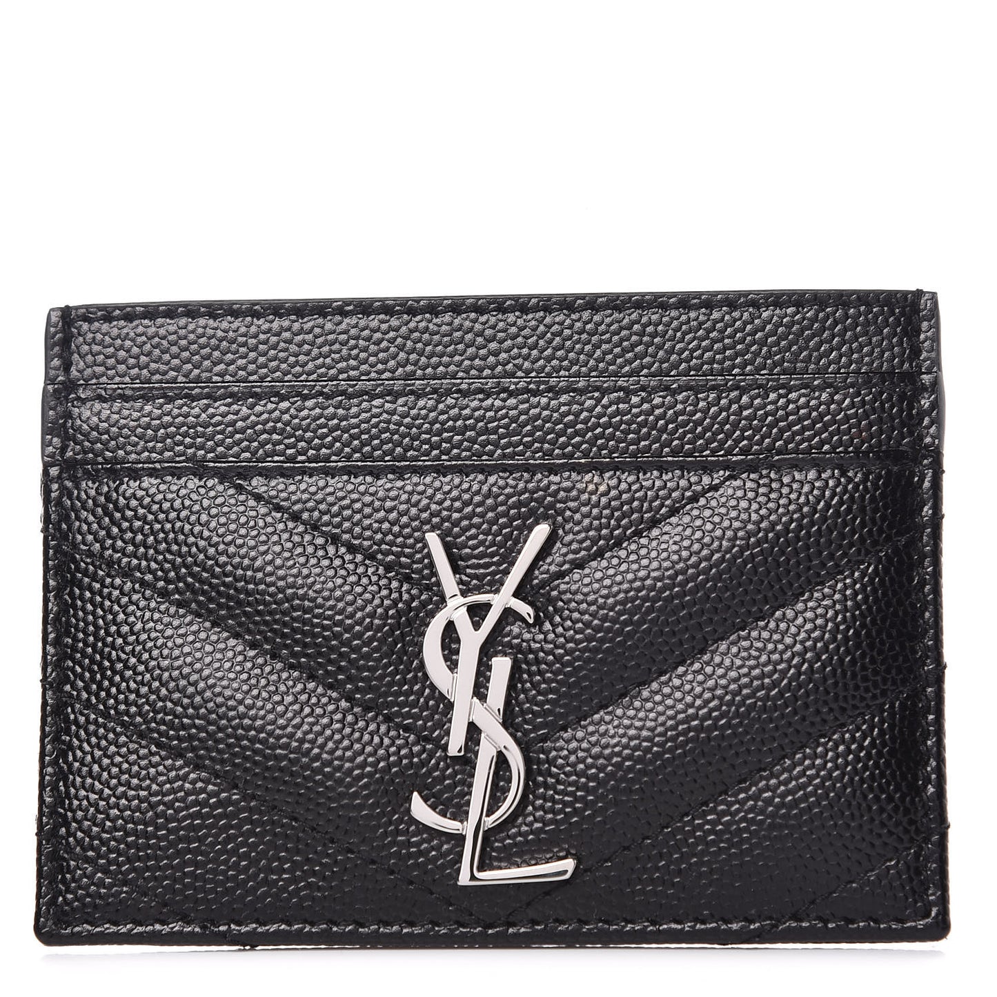 Grain De Poudre Matelasse Chevron Monogram Credit Card Case Black