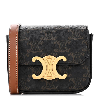 Celine Triomphe Canvas Calfskin Mini Triomphe Tan 1 of 12