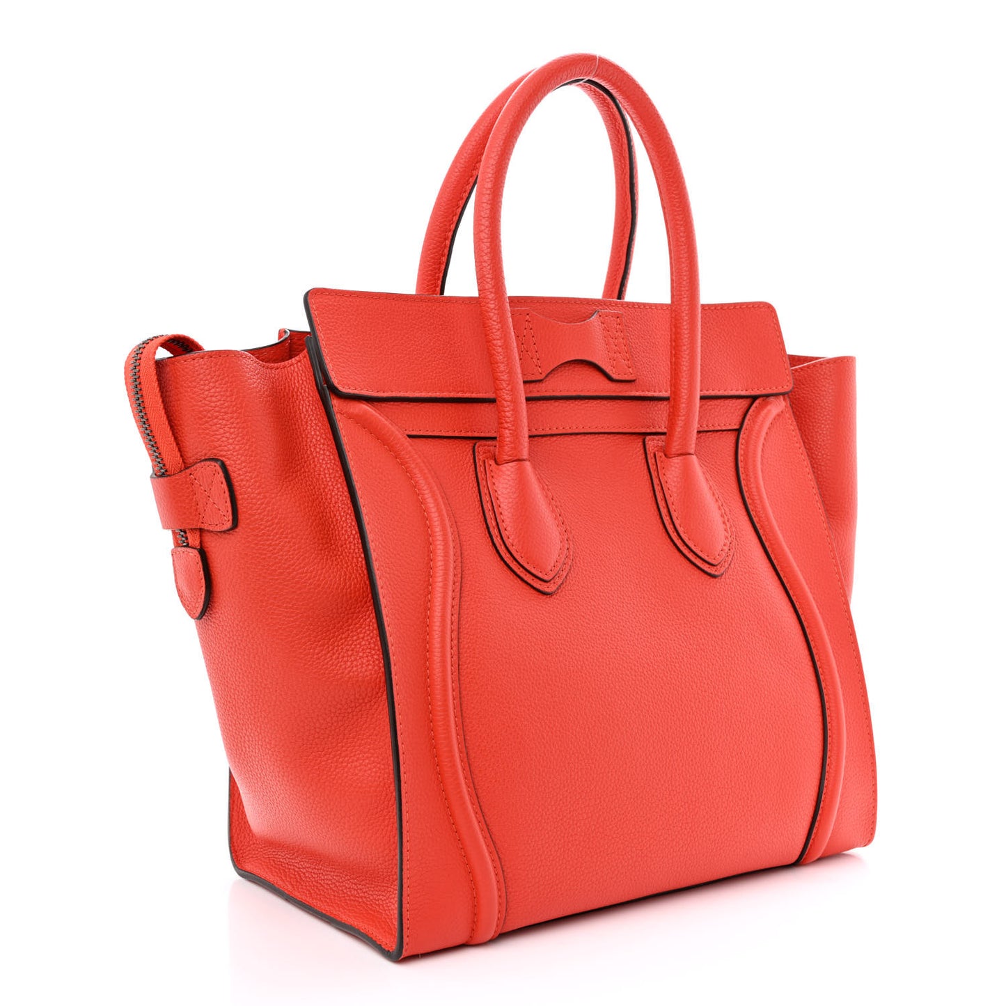 Drummed Calfskin Mini Luggage Vermillion