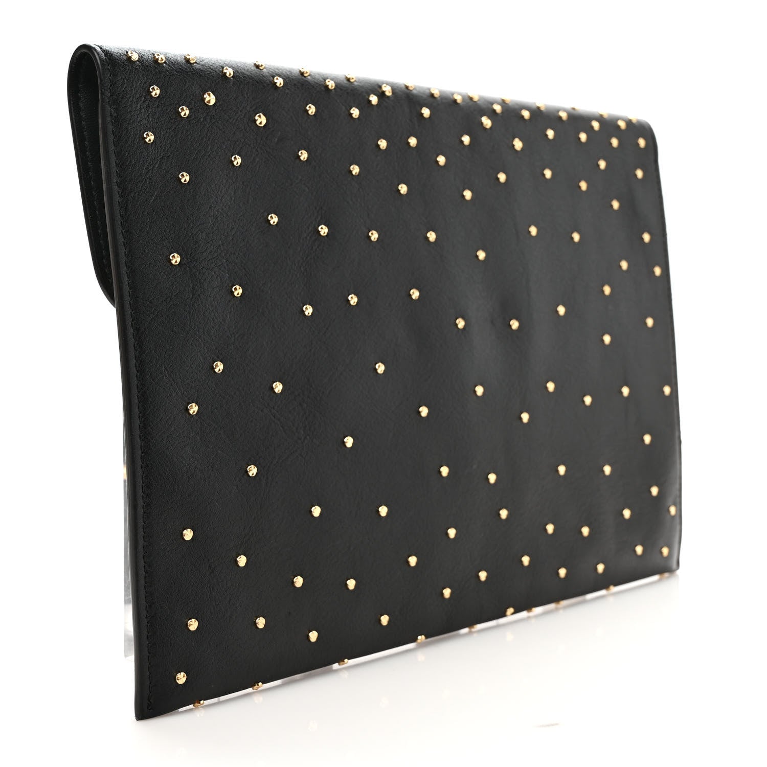 Alexander McQueen Calfskin Studded Skull Envelope Clutch Black 3 of 6