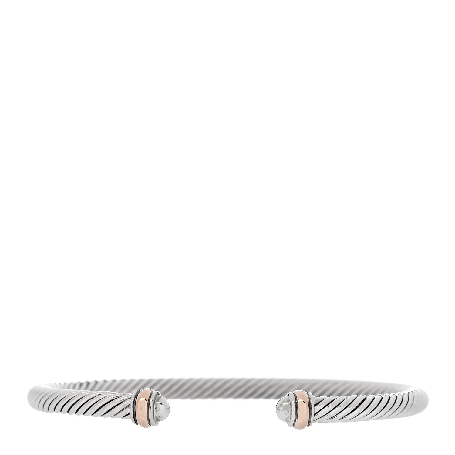 David Yurman Sterling Silver 18K Rose Gold 4mm Cable Classics Bracelet 1 of 5