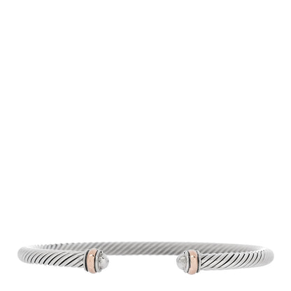 David Yurman Sterling Silver 18K Rose Gold 4mm Cable Classics Bracelet 1 of 5