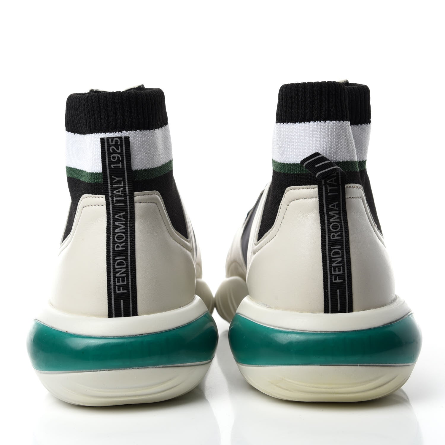 Fendi Calfskin Stretch Mens Lace Up High Top Sneakers 10 White Black 5 of 10