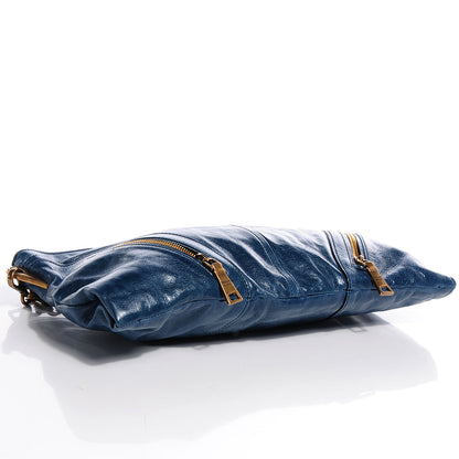 Prada Vitello Shine Clutch Bag Denim 4 of 8