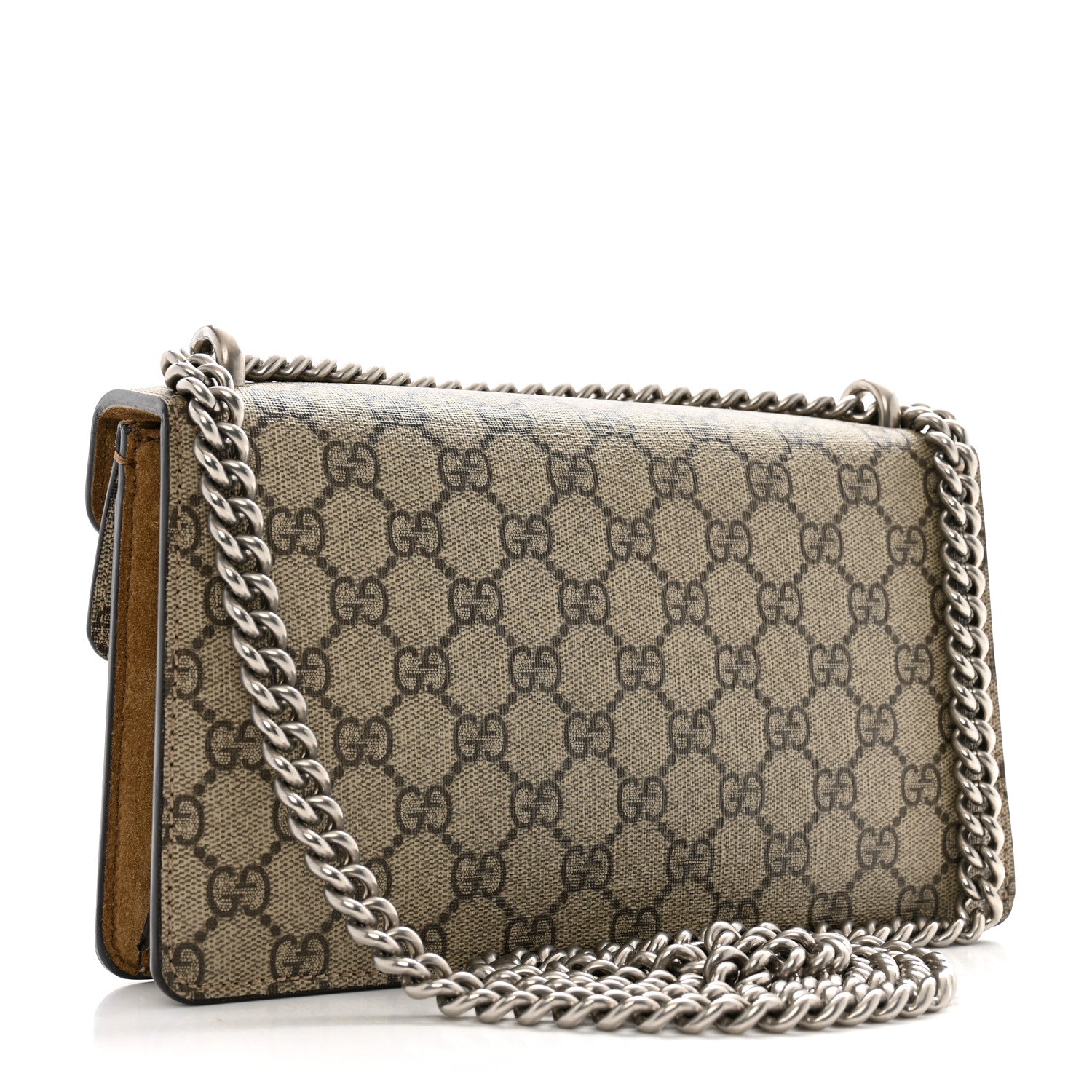Gucci GG Supreme Monogram Suede Crystal Small Dionysus Shoulder Bag Beige Ebony Taupe 3 of 13