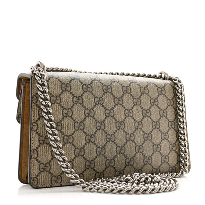 Gucci GG Supreme Monogram Suede Crystal Small Dionysus Shoulder Bag Beige Ebony Taupe 3 of 13
