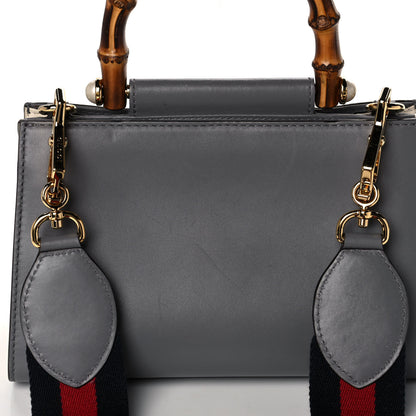 Gucci Nappa Bamboo Web Mini Nymphaea Top Handle Bag Deep Grey Mystic White 15 of 19