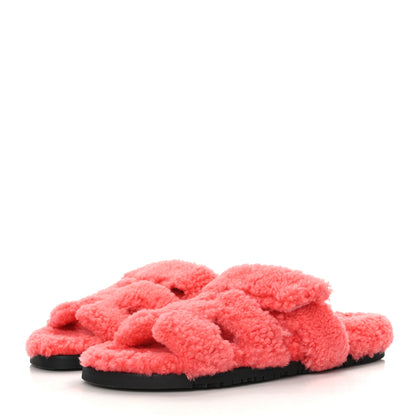 Hermes Woolskin Womens Chypre Sandals 40 Rose Du Desert 3 of 8