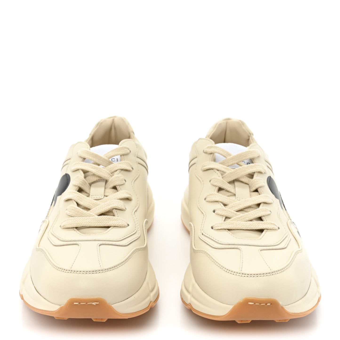 X DISNEY Calfskin Mickey Mouse Womens Rhyton Sneakers 38.5 Ivory