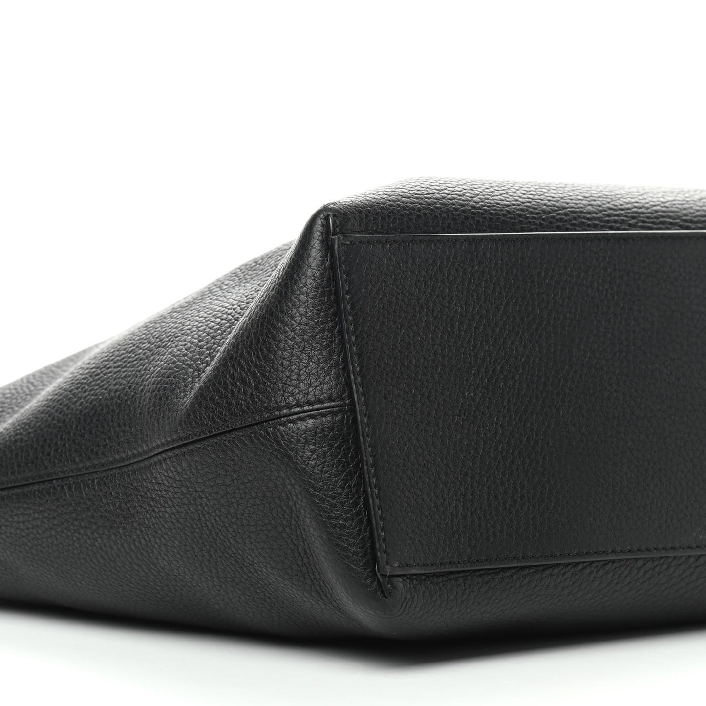 Grained Calfskin Rockstud Shoulder Tote Black