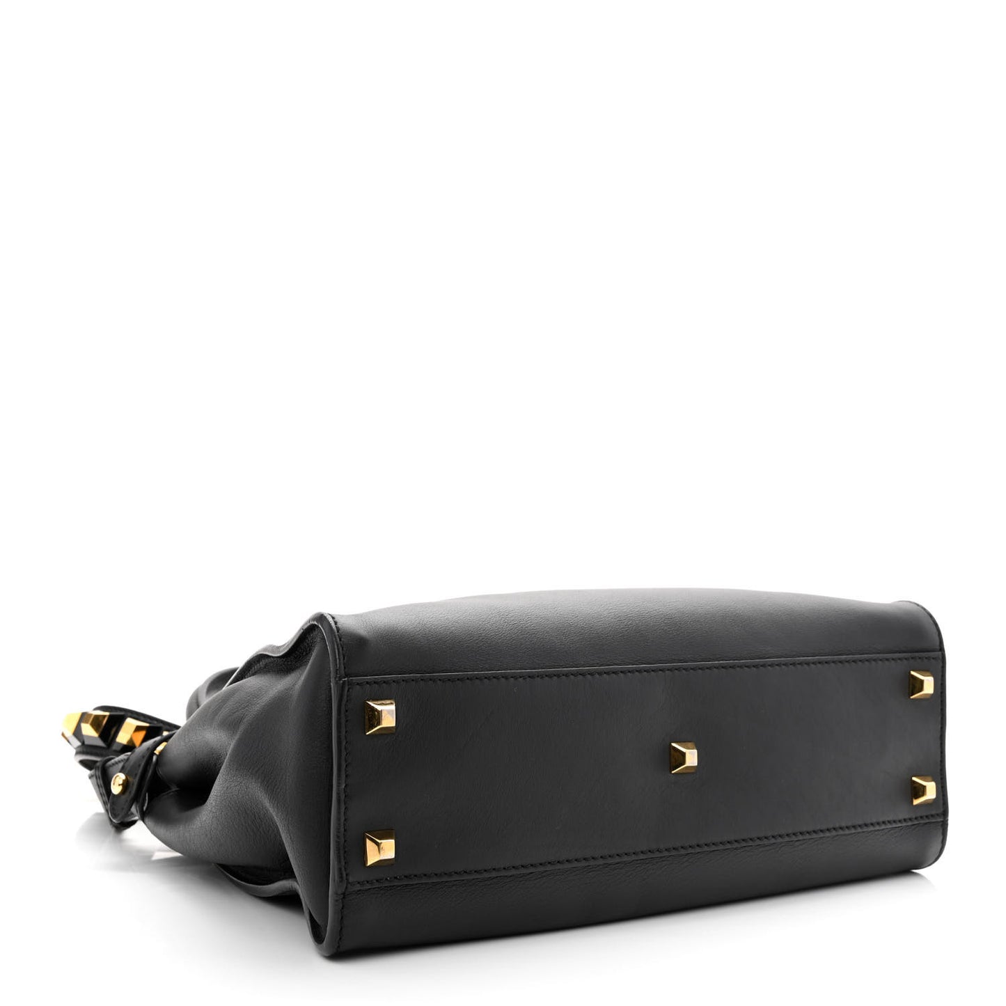 Vitello Seta Gold Studded Medium Peekaboo Iconic Satchel Black