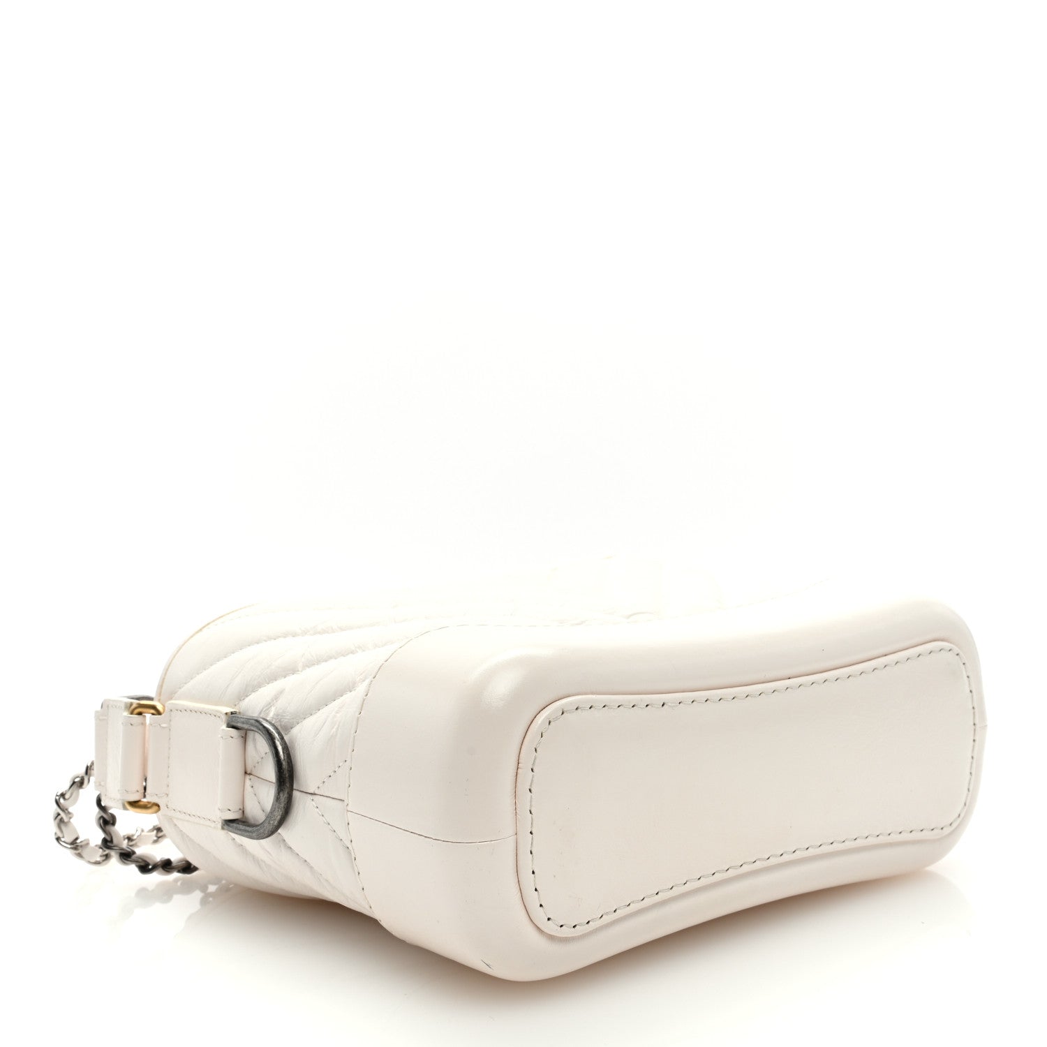 Chanel Aged Calfskin Chevron Quilted Small Gabrielle Hobo White 4 of 9